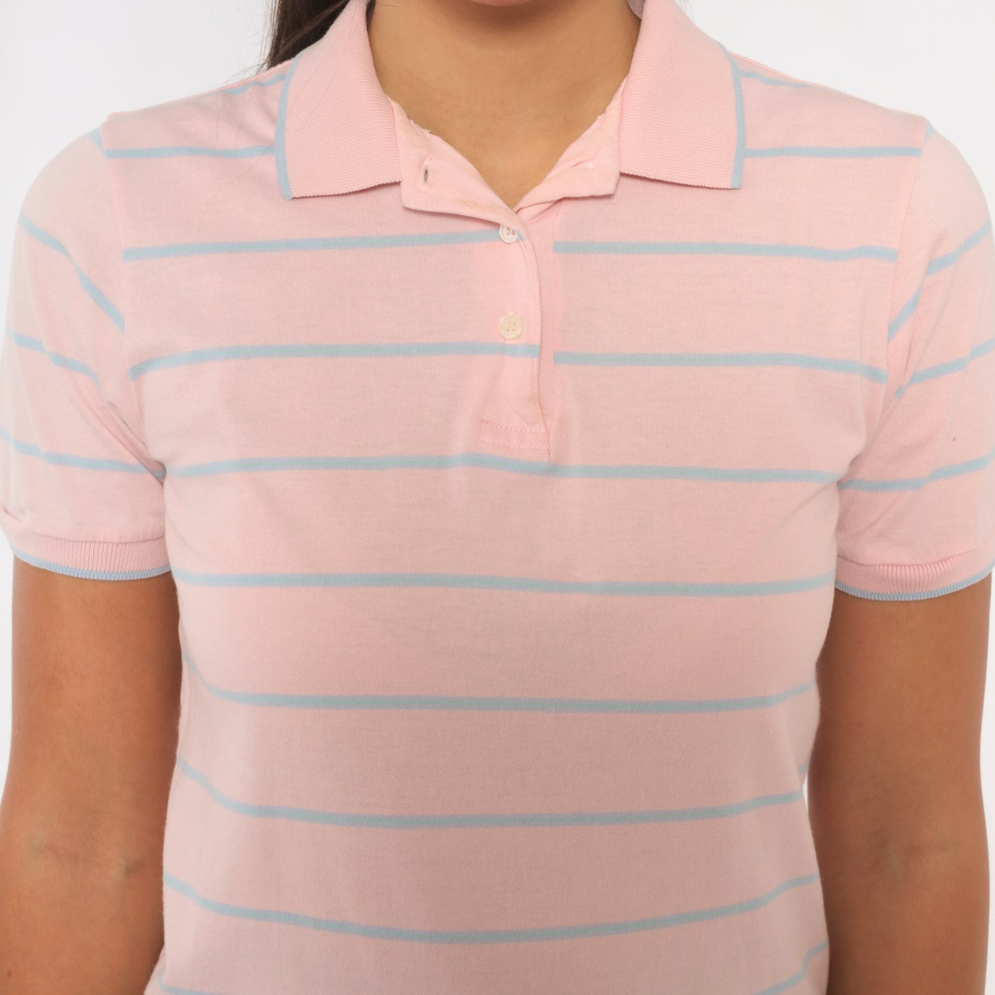 80s Christian Dior Polo Pink Striped Cotton Shirt Blush Sky Blue Stripe Preppy Collegiate Top Knit Tee Tennis Style Academic Vintage Small S