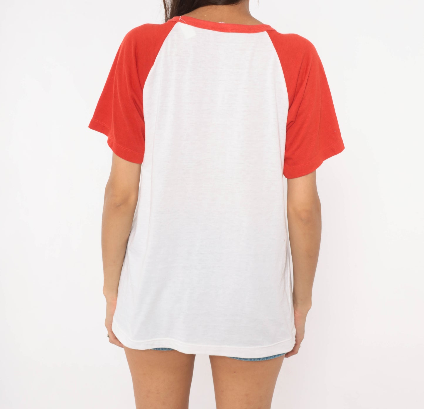 80s All Africa Games Tee Nairobi Kenya Raglan Baseball Shirt White Red Cotton Sports Event Collegiate Athletic Vintage Unisex Medium M
