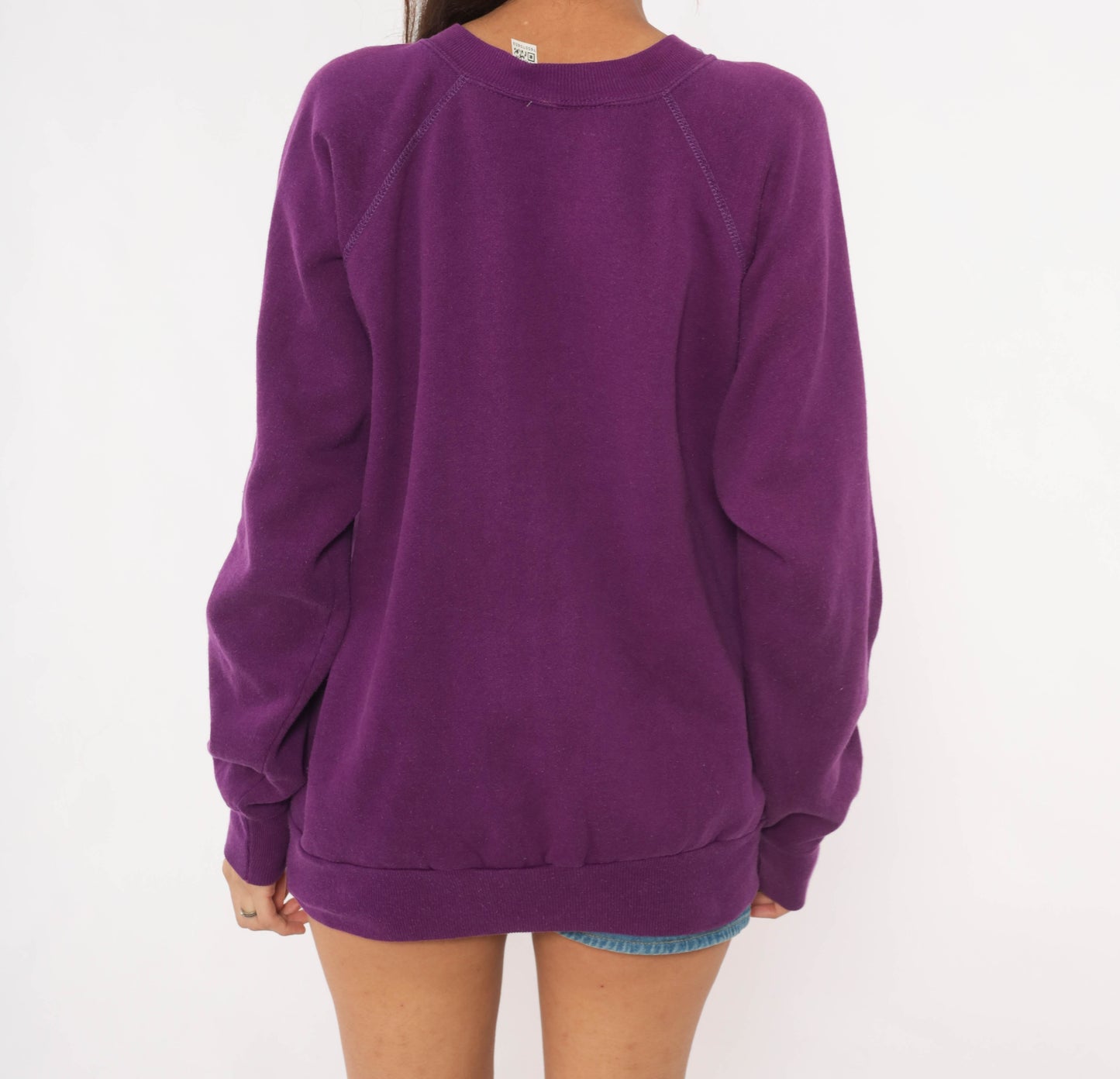 LSU Tigers Sweatshirt 80s Purple Gold Collegiate Pullover Raglan Sleeve Plum Violet University Football Vintage Sweater Sports Large L