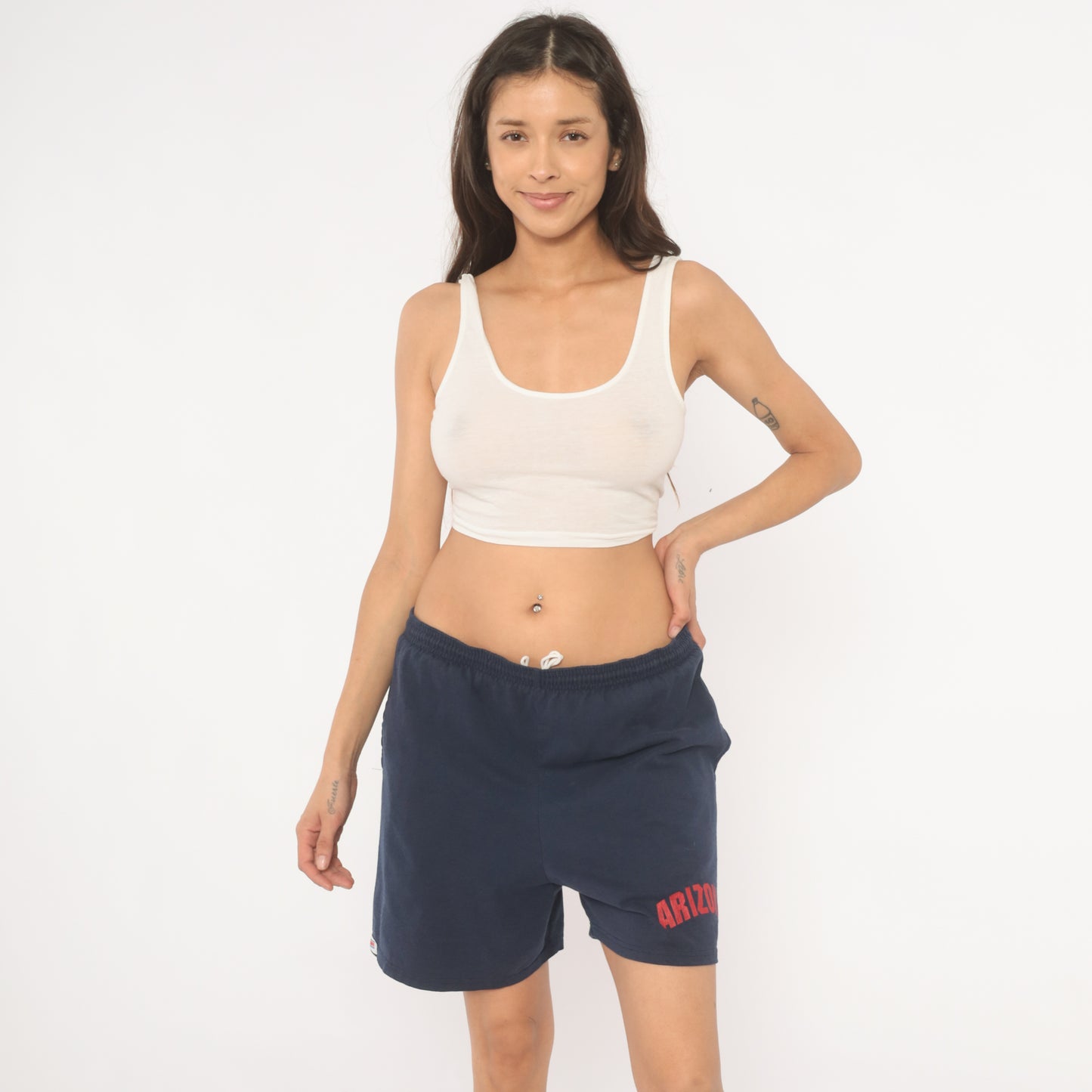 90s Arizona Wildcats Shorts Navy Blue Drawstring Cotton Gym Athletic Collegiate University Casual Lounge Short Red Sporty Preppy Small S