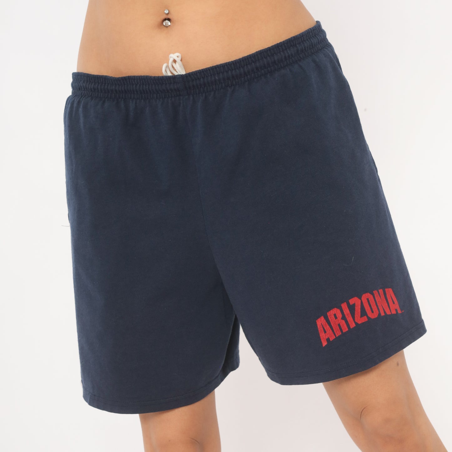 90s Arizona Wildcats Shorts Navy Blue Drawstring Cotton Gym Athletic Collegiate University Casual Lounge Short Red Sporty Preppy Small S