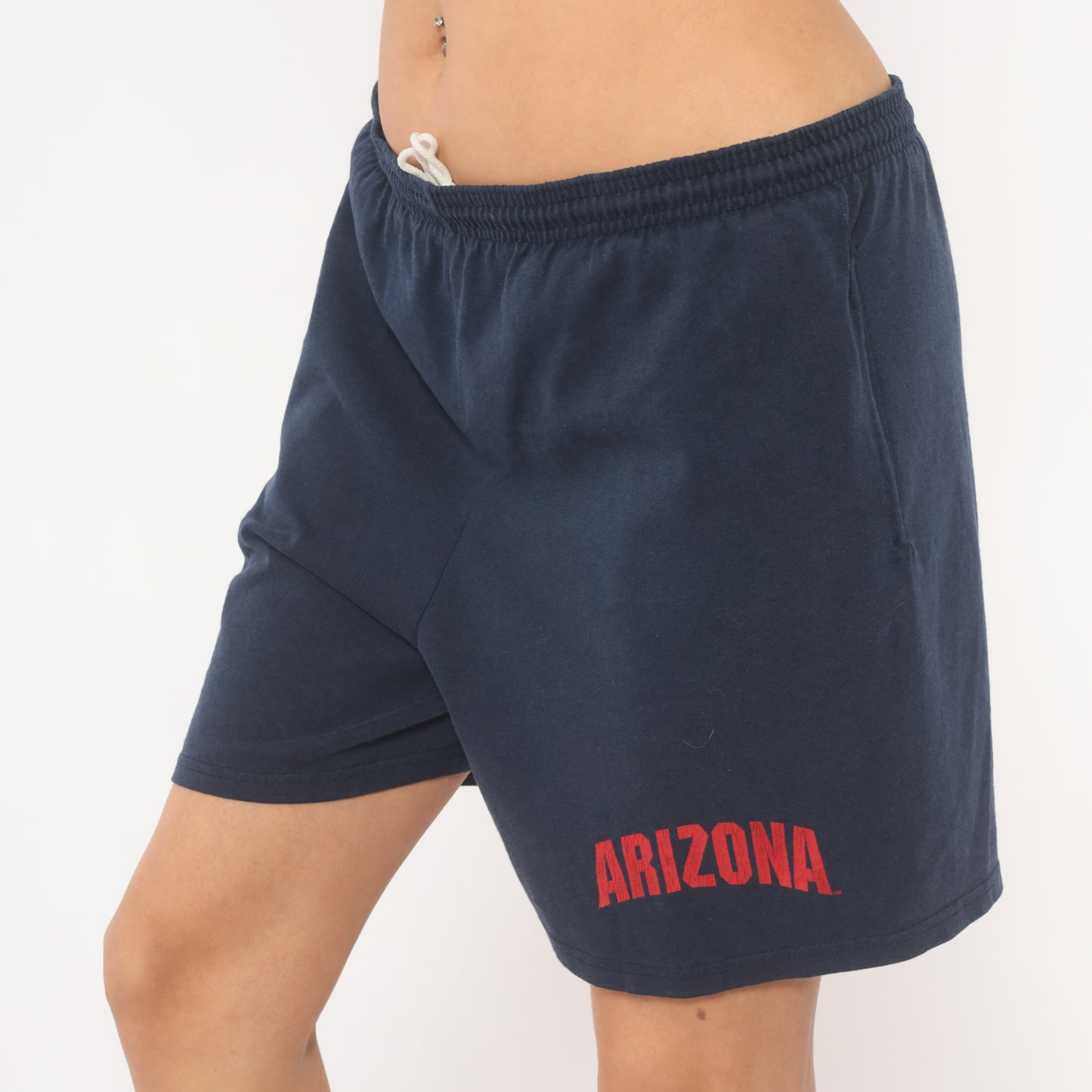 90s Arizona Wildcats Shorts Navy Blue Drawstring Cotton Gym Athletic Collegiate University Casual Lounge Short Red Sporty Preppy Small S