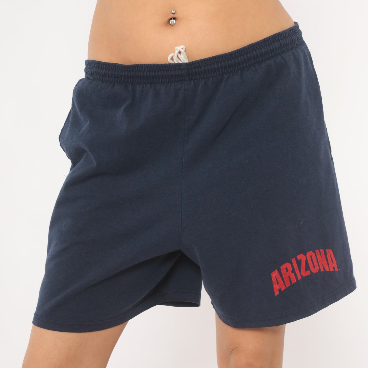 90s Arizona Wildcats Shorts Navy Blue Drawstring Cotton Gym Athletic Collegiate University Casual Lounge Short Red Sporty Preppy Small S