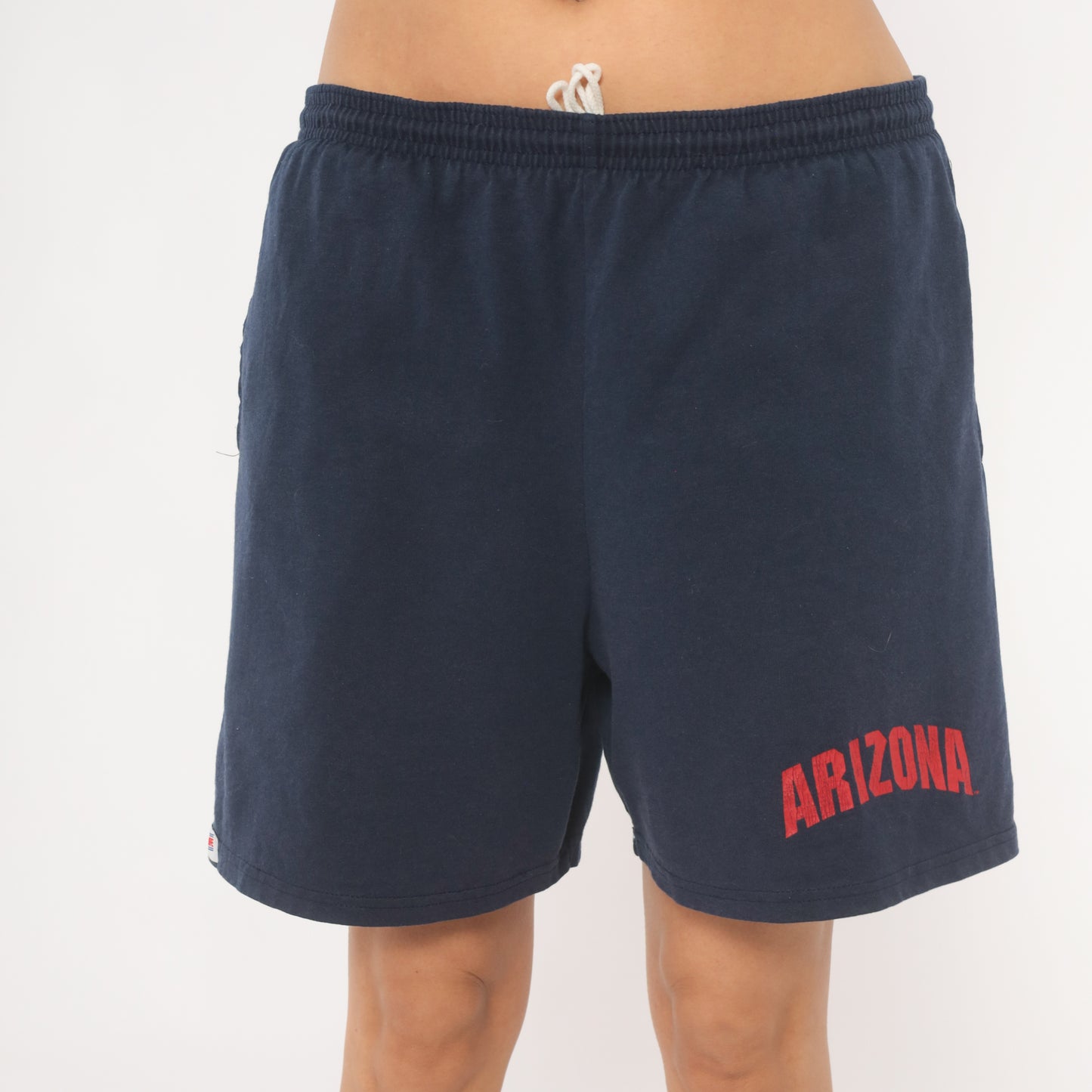 90s Arizona Wildcats Shorts Navy Blue Drawstring Cotton Gym Athletic Collegiate University Casual Lounge Short Red Sporty Preppy Small S