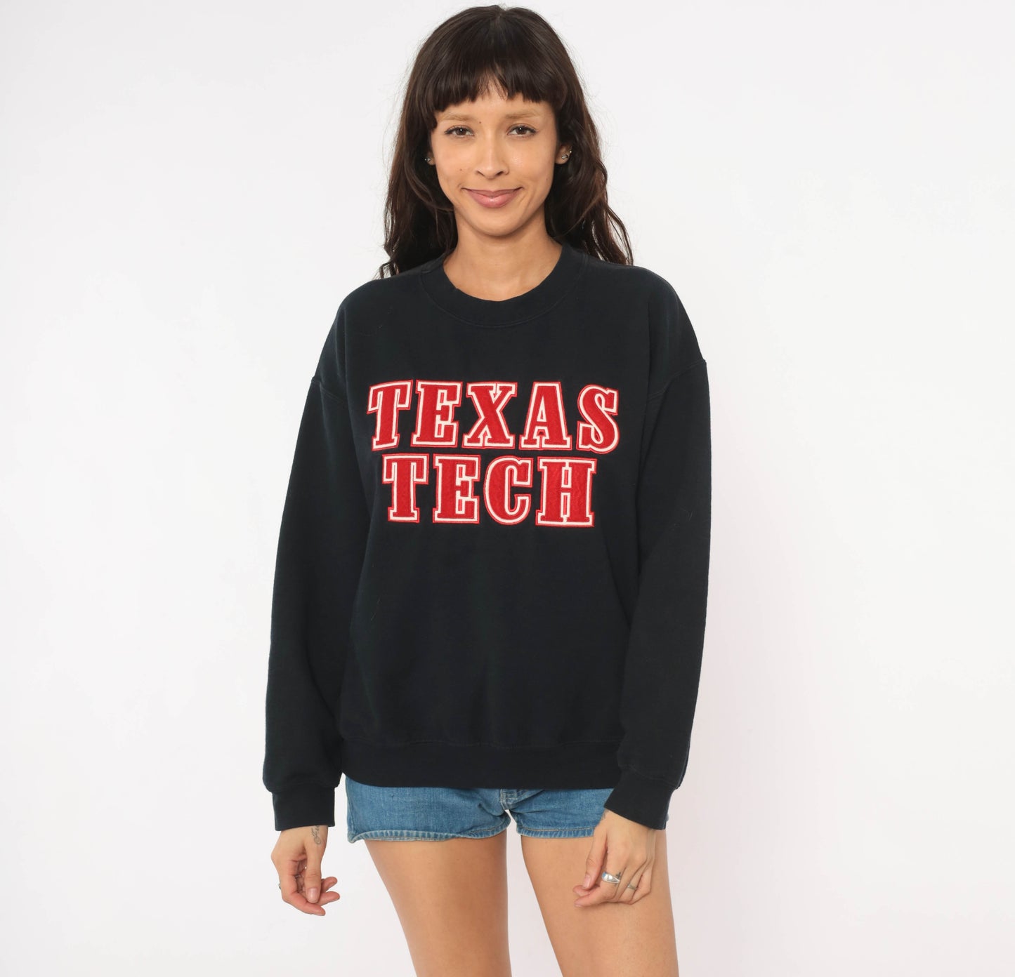 Texas Tech Sweatshirt 2000s Red Raiders Pullover Collegiate University Black Spell Out Embroidered Varsity Football College Vintage Medium M