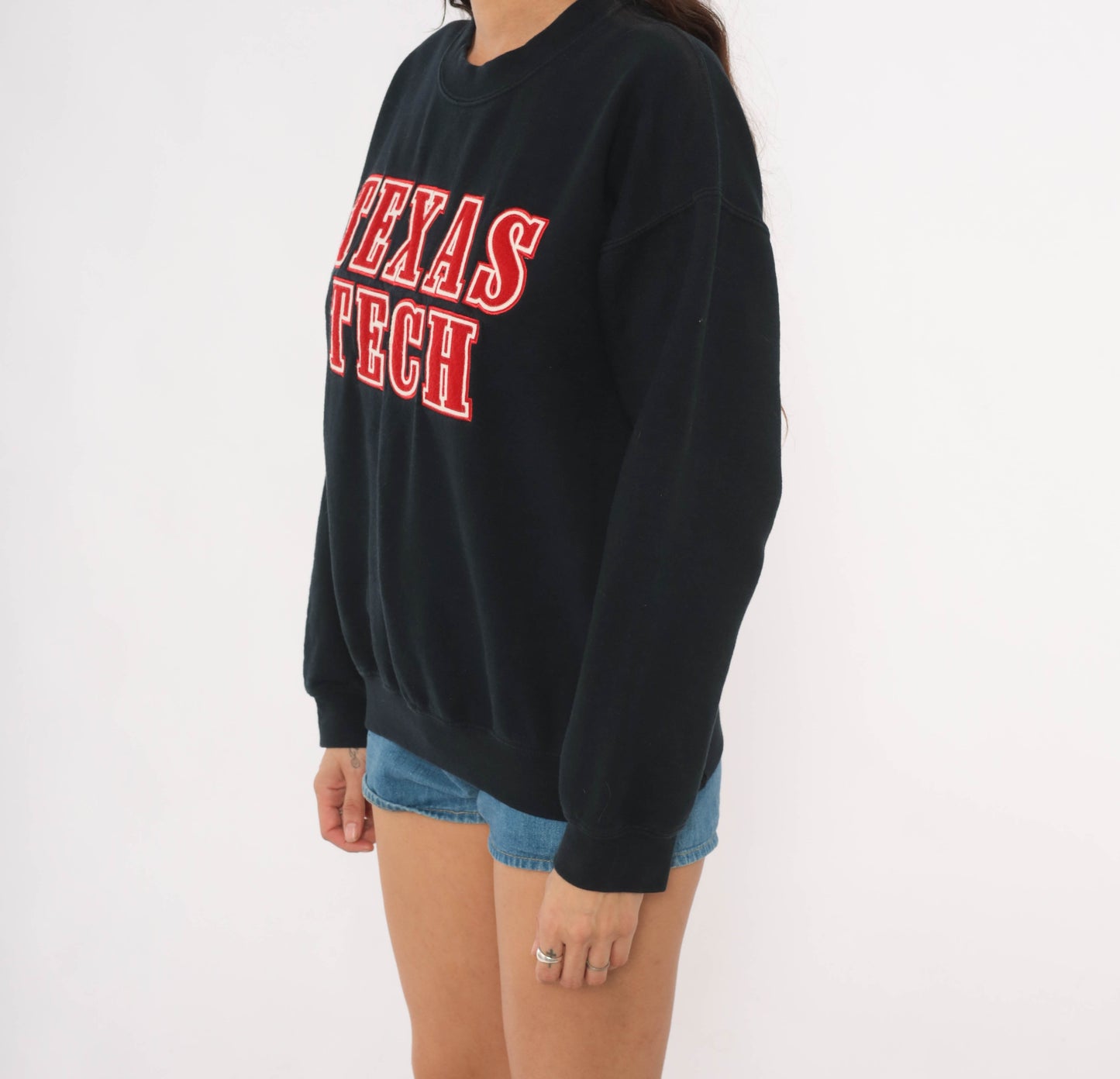 Texas Tech Sweatshirt 2000s Red Raiders Pullover Collegiate University Black Spell Out Embroidered Varsity Football College Vintage Medium M