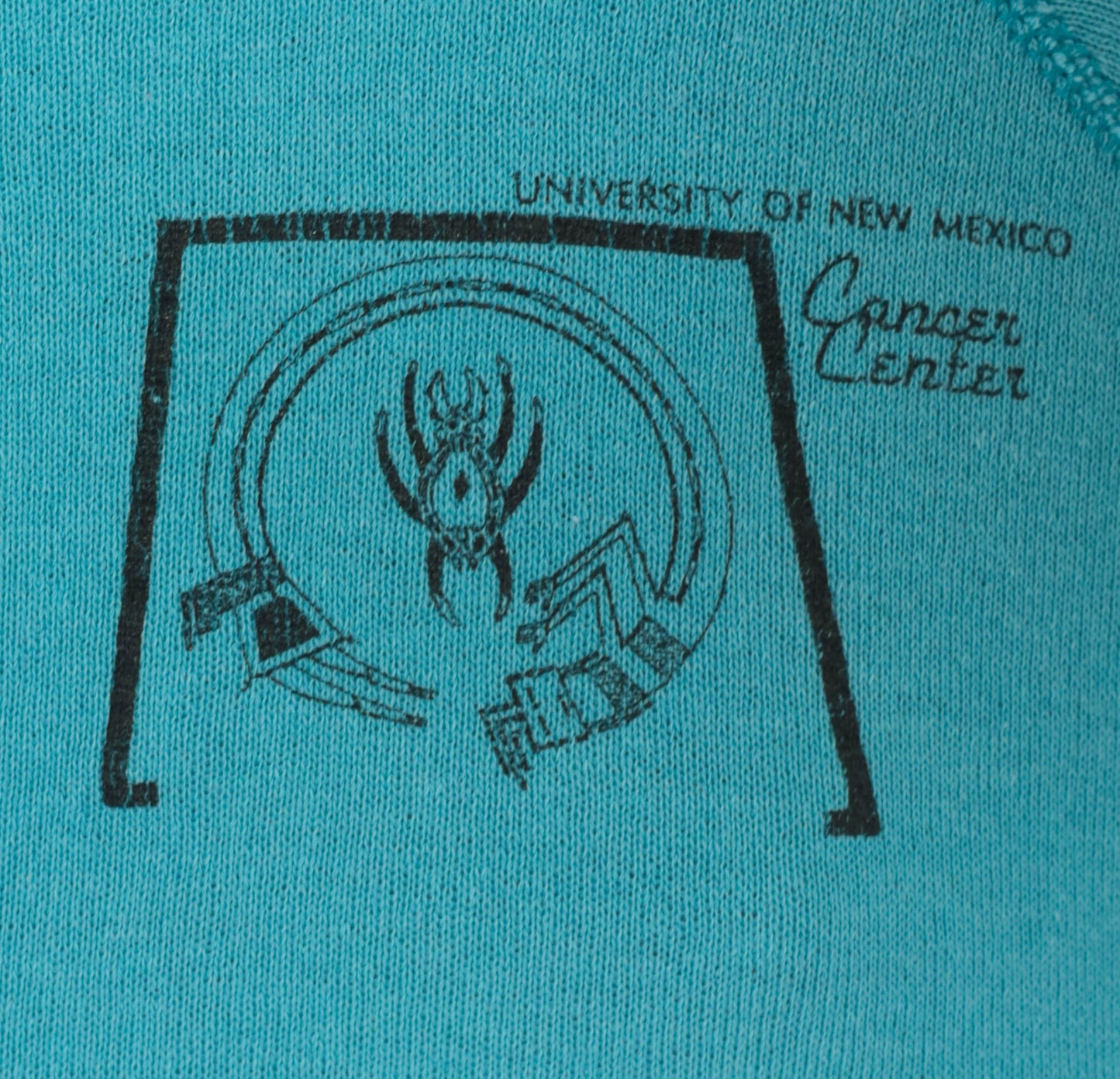 90s University New Mexico Cancer Center Teal Raglan Sleeve Pullover Sweatshirt Sky Blue Cotton Collegiate Academic Graphic Vintage Small S