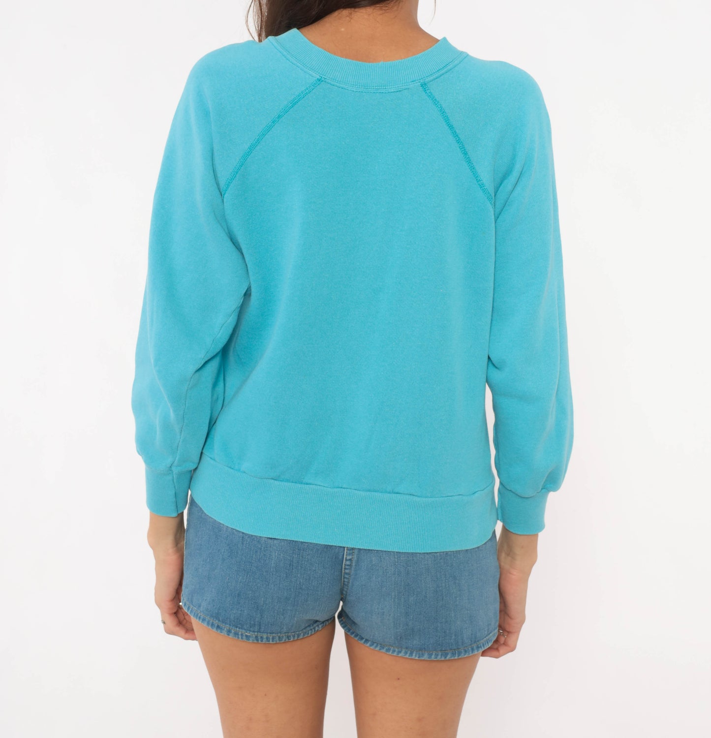90s University New Mexico Cancer Center Teal Raglan Sleeve Pullover Sweatshirt Sky Blue Cotton Collegiate Academic Graphic Vintage Small S