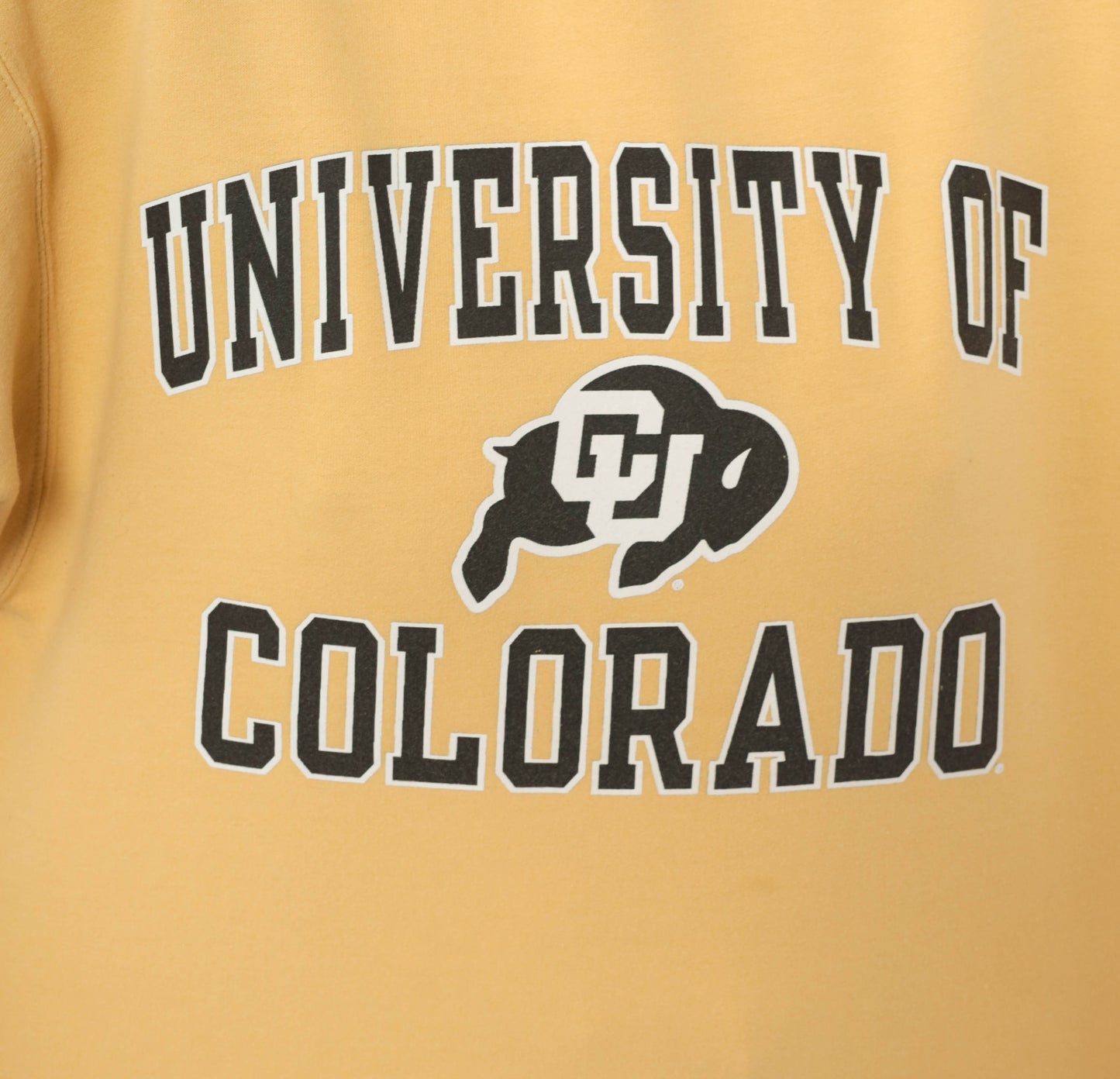 Y2K Gold Champion Sweatshirt University Of Colorado Buffaloes CU Pullover Collegiate Varsity Yellow Mustard Sporty Campus Athletic Medium M