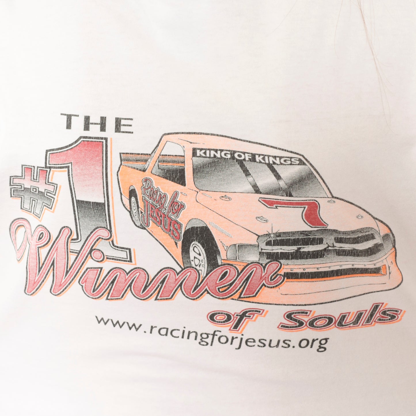 Racing For Jesus Crop Top White Checkered Flag Graphic Tee 2000s Motorsport Print Cotton Cropped Shirt Number Seven Novelty Small S