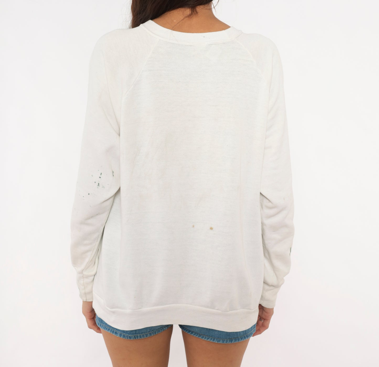 Hard Rock Cafe Sweatshirt 90s San Francisco White Cotton Pullover Crewneck Distressed Graphic Tourist Souvenir Vintage Sweater Medium M