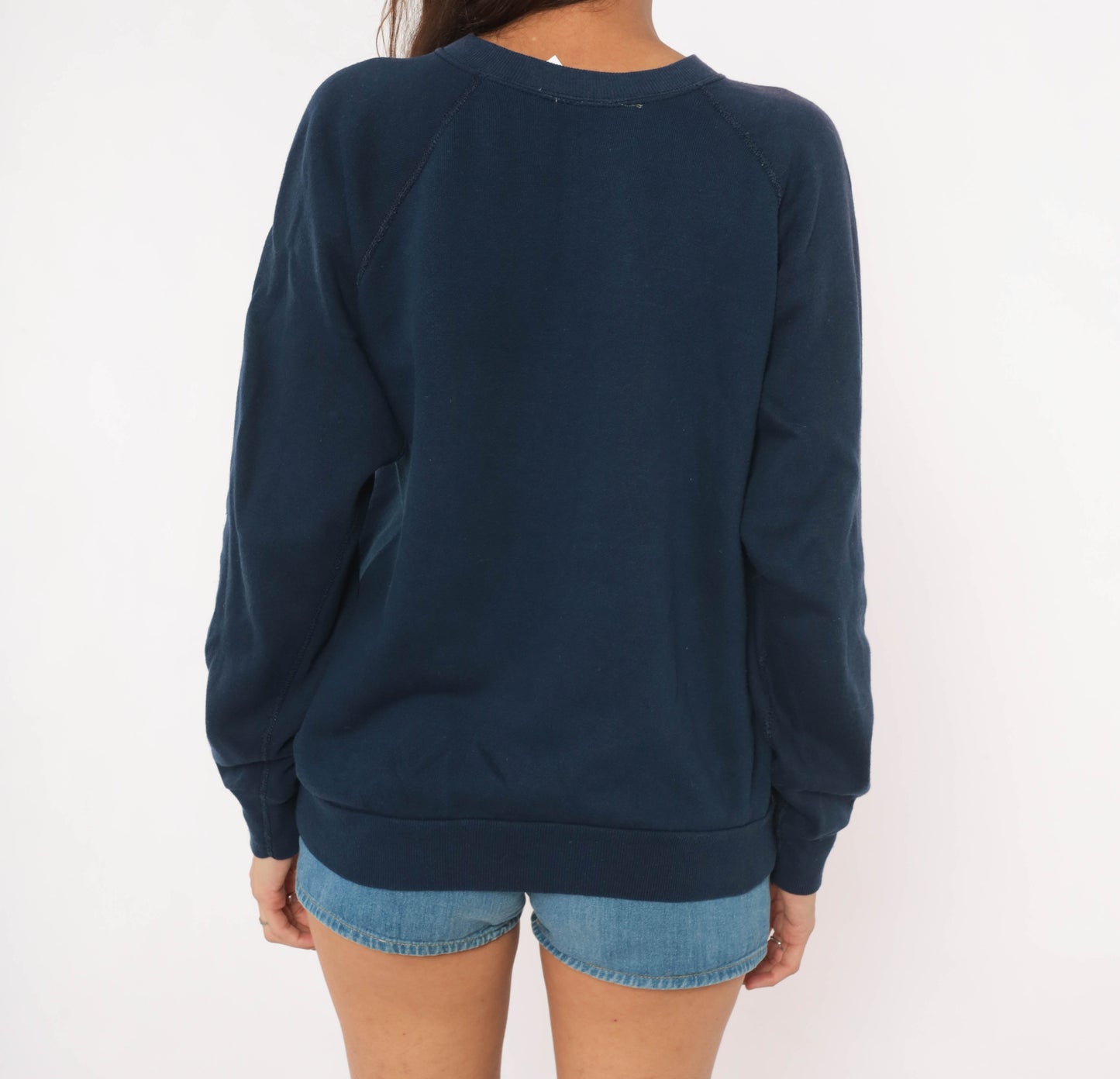 Augustana College Sweatshirt 80s Navy Blue Raglan Sleeve Collegiate University Illinois Crest Seal Pullover Cotton Yellow Vintage Medium M