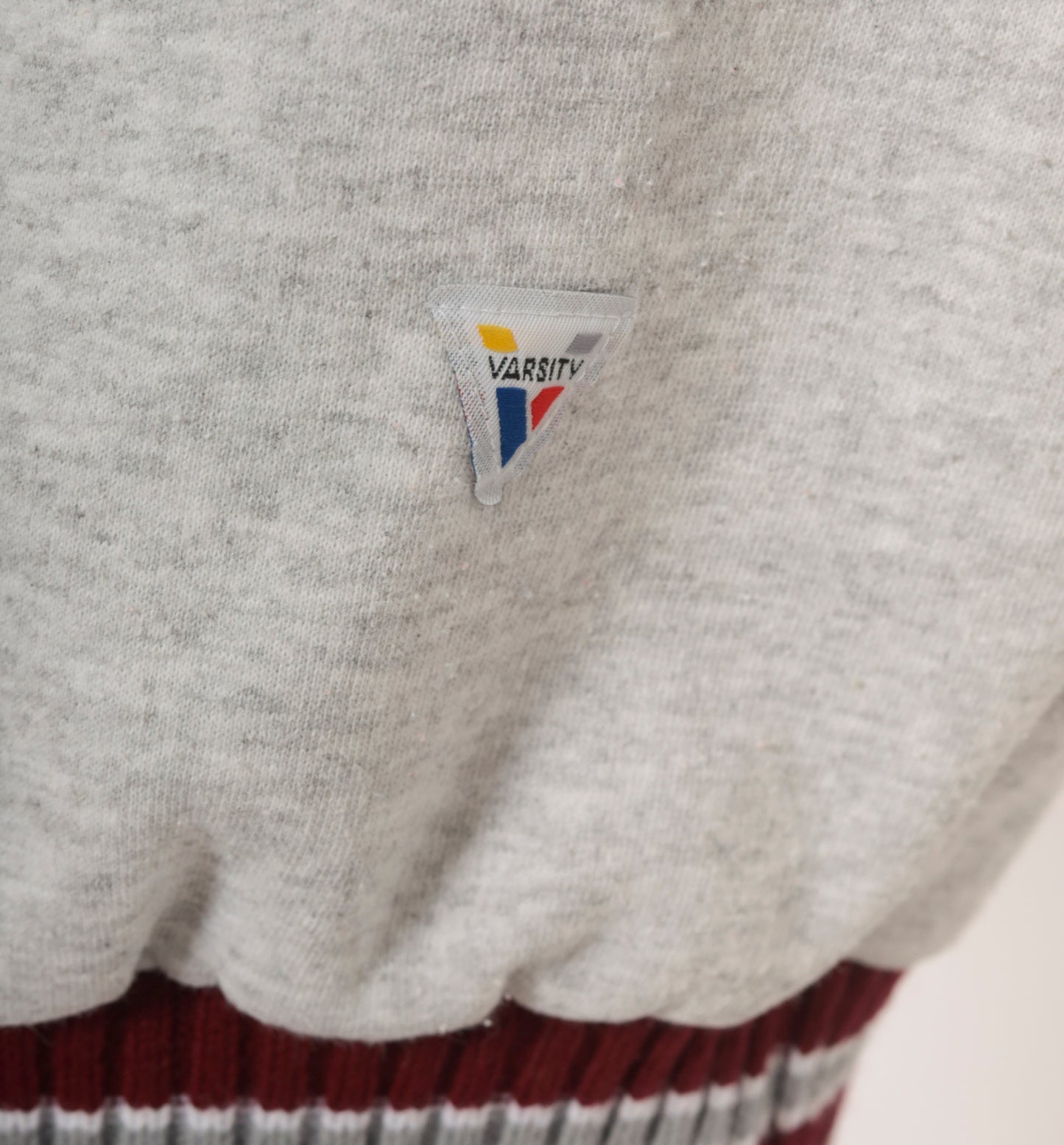 90s EKU Colonels Sweatshirt Grey Maroon Striped Knit Band Varsity Collegiate Cotton University Kentucky Ash Heather Sporty Extra Large XL