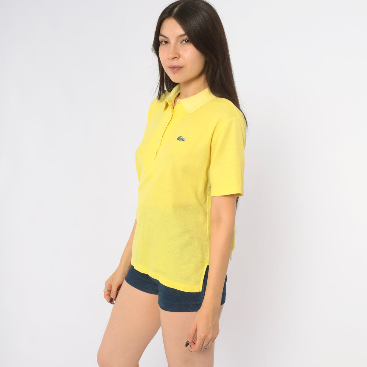 80s Lacoste Yellow Polo Shirt Butter Pique Knit Short Sleeve Collared Top Lemon Preppy Collegiate Boxy Golf Tennis Pullover Alligator Logo Buttons Summer Vintage Large L