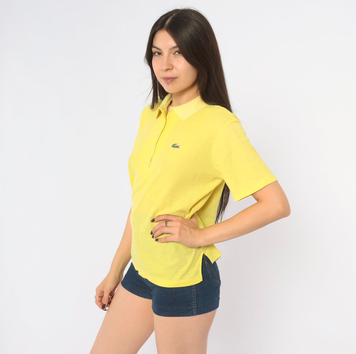 80s Lacoste Yellow Polo Shirt Butter Pique Knit Short Sleeve Collared Top Lemon Preppy Collegiate Boxy Golf Tennis Pullover Alligator Logo Buttons Summer Vintage Large L
