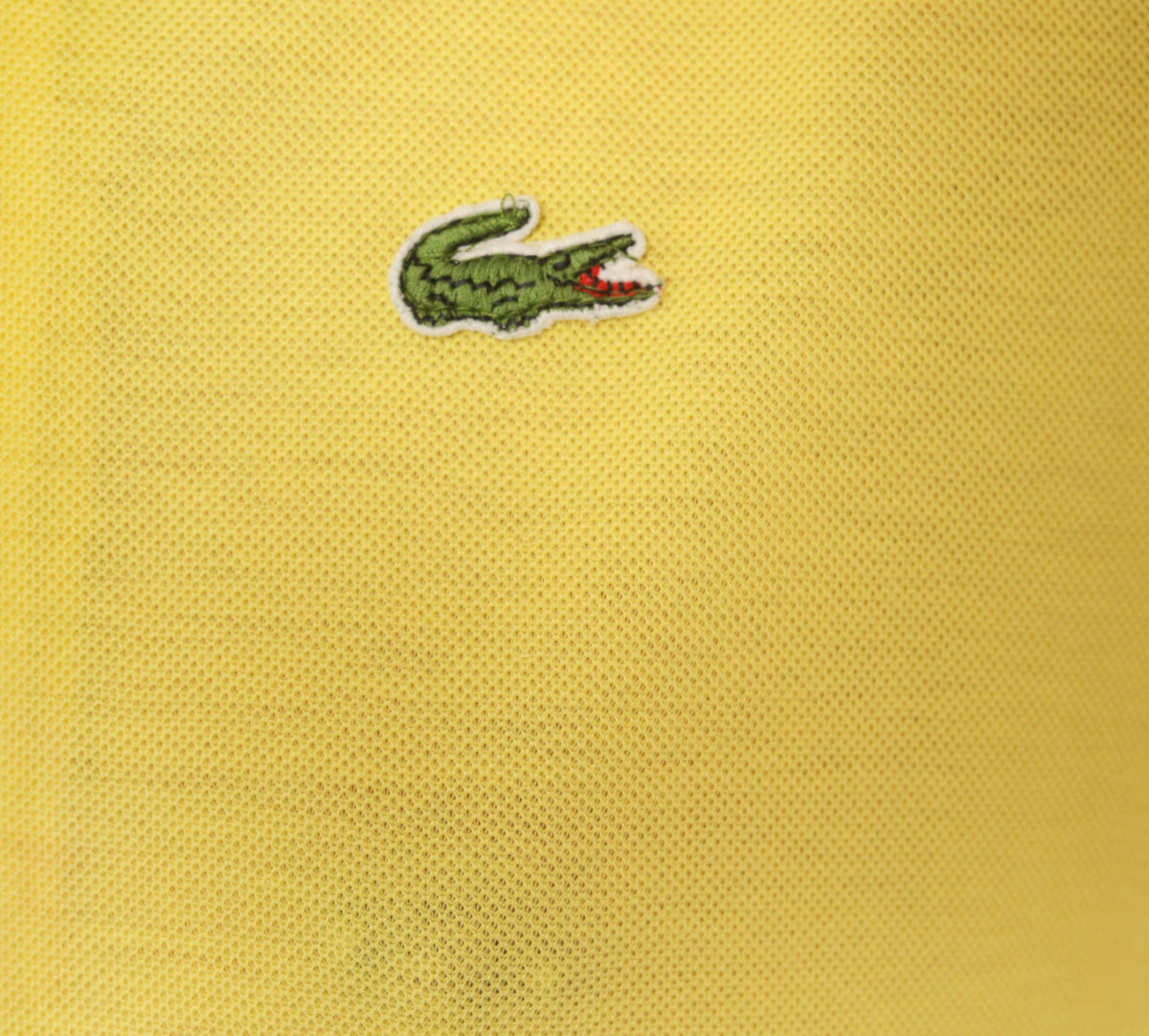 80s Lacoste Yellow Polo Shirt Butter Pique Knit Short Sleeve Collared Top Lemon Preppy Collegiate Boxy Golf Tennis Pullover Alligator Logo Buttons Summer Vintage Large L