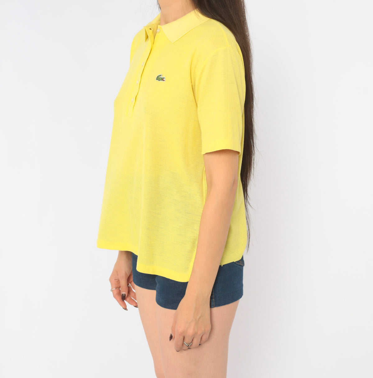 80s Lacoste Yellow Polo Shirt Butter Pique Knit Short Sleeve Collared Top Lemon Preppy Collegiate Boxy Golf Tennis Pullover Alligator Logo Buttons Summer Vintage Large L