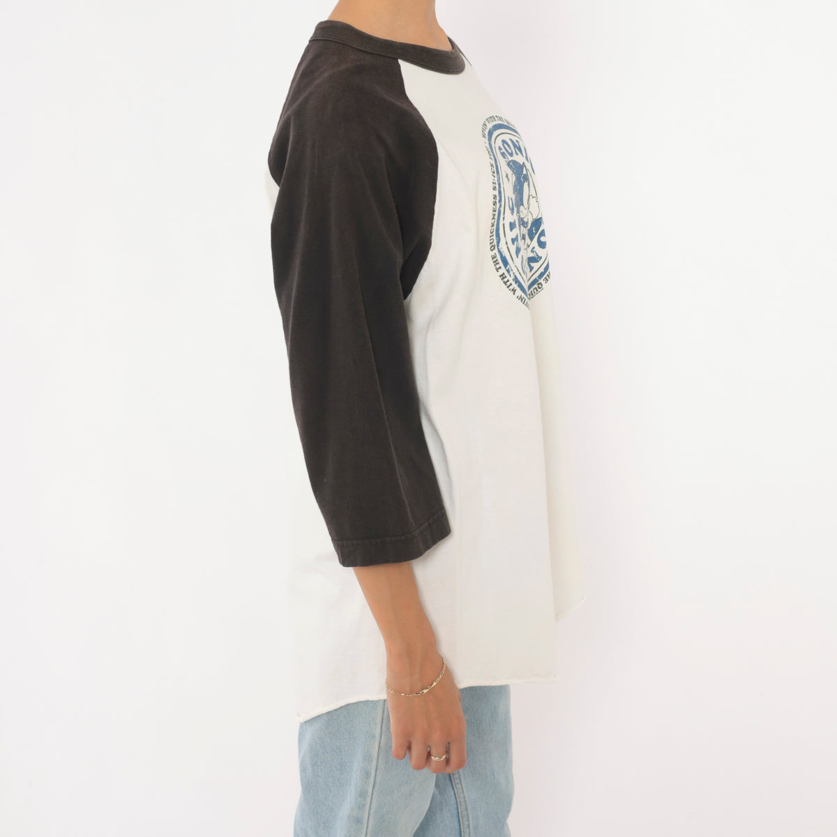 Y2K Sonic The Hedgehog Raglan Tee Black White Cotton Graphic Baseball Shirt Medium