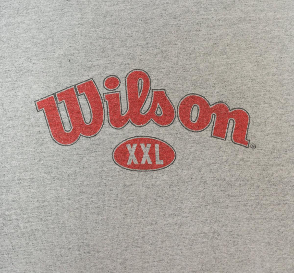 90s Wilson Muscle Tee Grey Heather Cotton Sleeveless Tank Top Red Logo Graphic Crew Neck Cut Off Boxy Long Tunic Athletic Sporty Unisex Vintage Extra Large XL