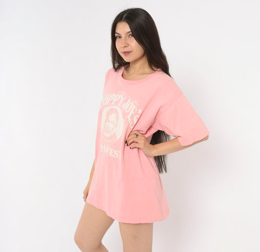 90s Sloppy Joe's Key West Earnest Hemingway Bar Pink Cotton Graphic Tee Boxy Crew Neck Extra Large