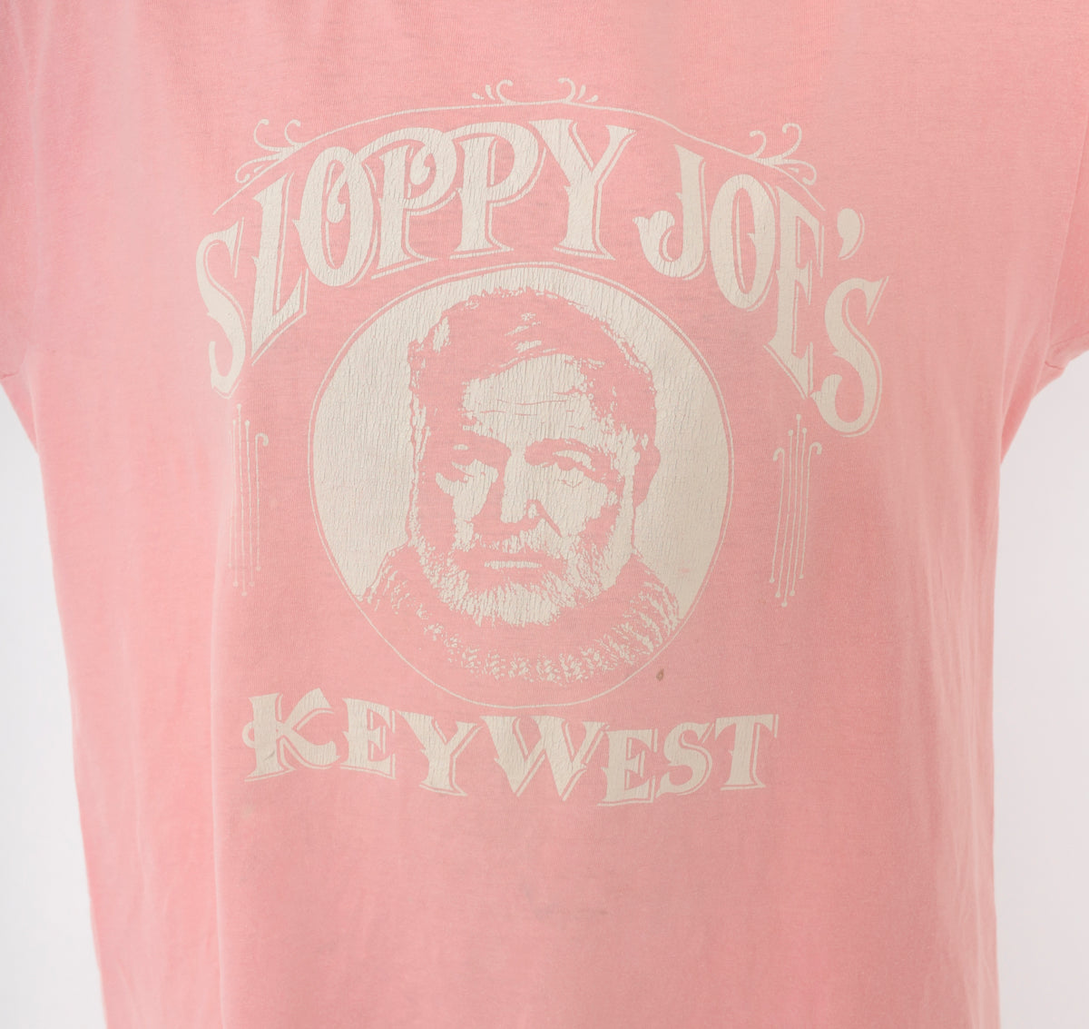90s Sloppy Joe's Key West Earnest Hemingway Bar Pink Cotton Graphic Tee Boxy Crew Neck Extra Large