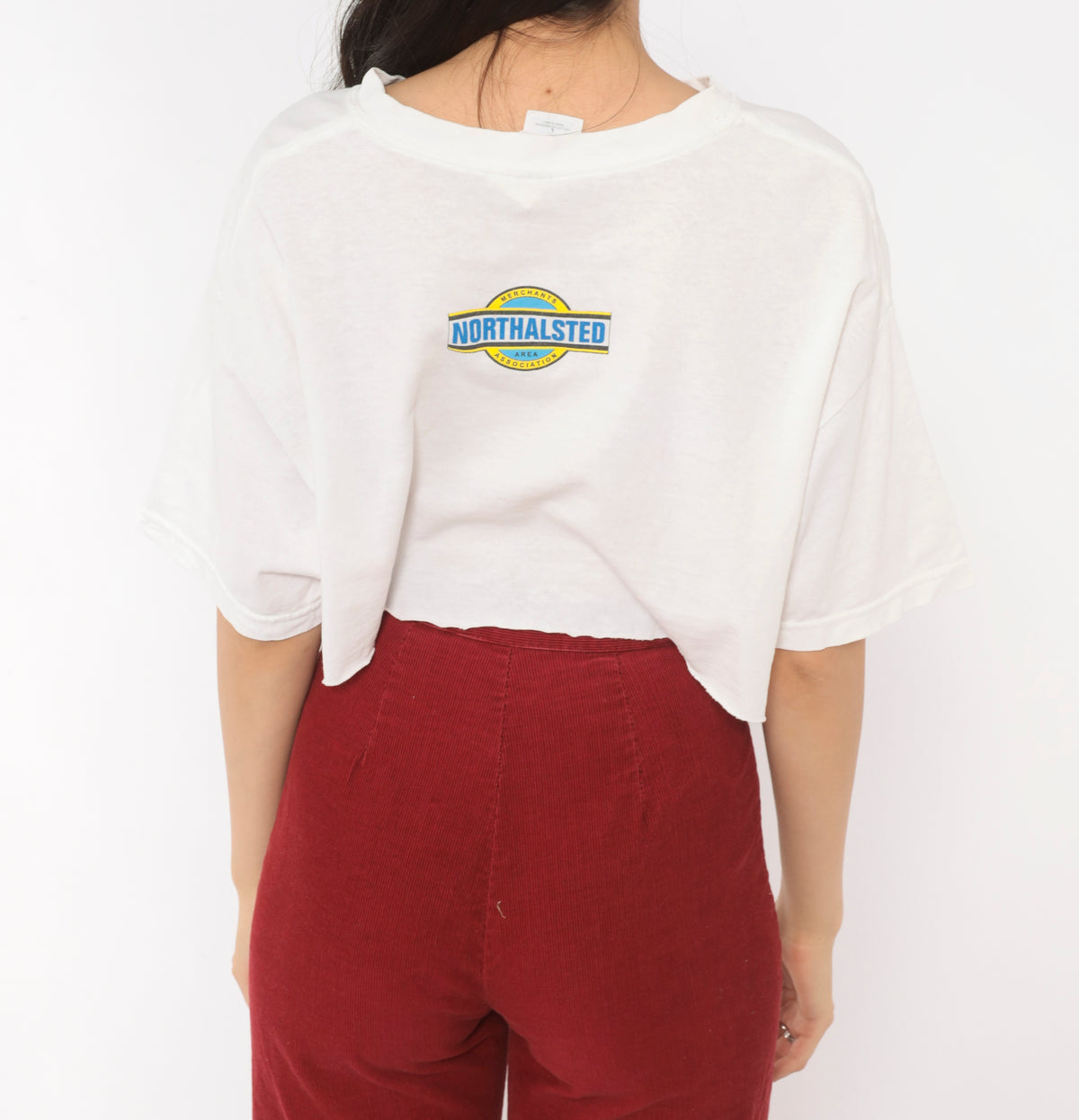 Y2K Bud Light Crop Top White Cotton Tee Rainbow Logo Graphic Cropped T Shirt Short Sleeve Crew Neck Boxy Raw Hem Northalsted Beer Pride Gildan Womens Vintage Small S