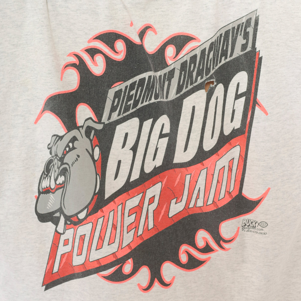 Y2K Drag Racing Tee Grey Big Dog Power Jam Piedmont Dragway Bulldog Graphic Red Race Car Print Crew Neck Short Sleeve Boxy Cotton T Shirt Motorsport Plus Size 2X