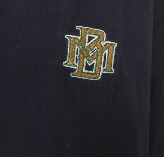 90s Milwaukee Brewers Tee Navy Blue Cotton MLB Baseball Shirt Nutmeg Embroidered Logo Short Sleeve Crew Neck Boxy Loose Fit Sports Fan Graphic Top Mens Extra Large XL