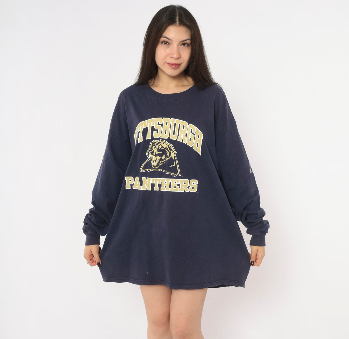 90s Joy Athletic Pittsburgh Panthers Navy Long Sleeve Tee Cotton Extra Large XL