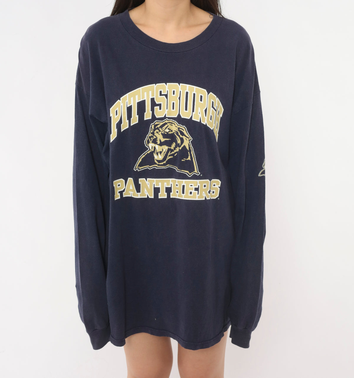 90s Joy Athletic Pittsburgh Panthers Navy Long Sleeve Tee Cotton Extra Large XL
