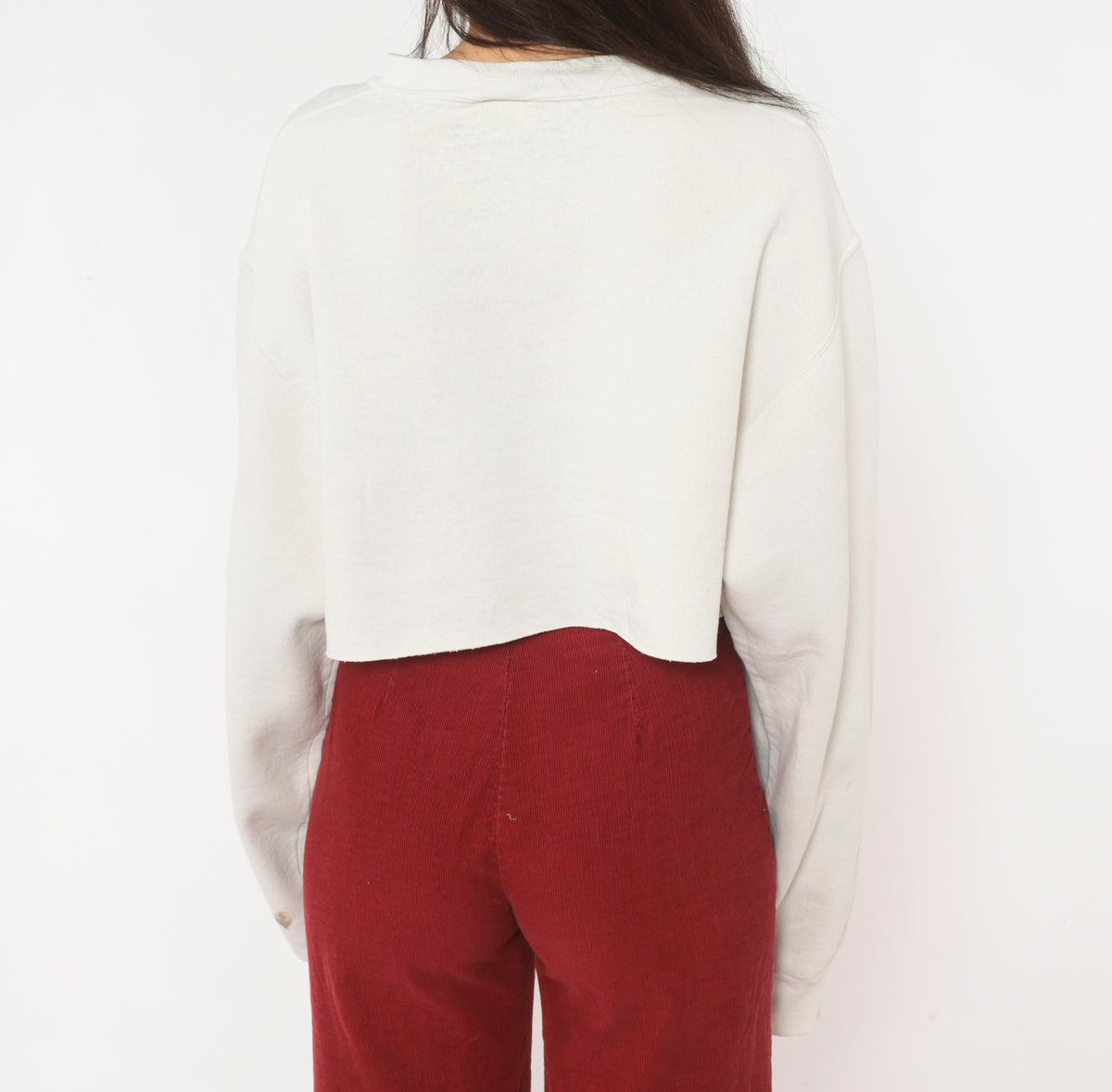 90s Cropped Sweatshirt Cream Wooster College Graphic Crewneck Cotton Long Sleeve Boxy Raw Hem Collegiate Preppy Brown Orange Crop Top Shirt Vintage Jan Sport Medium M