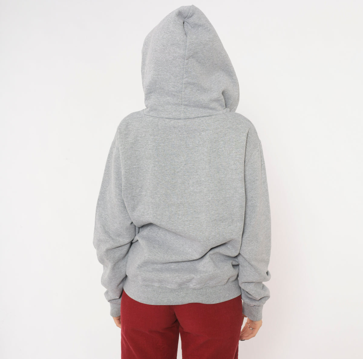 Y2K Champion Penn Hoodie Grey Hooded Sweatshirt Burgundy Collegiate Preppy Cotton Pullover Kangaroo Pocket Split V Neck University Graphic Dark Academia Vintage Small S