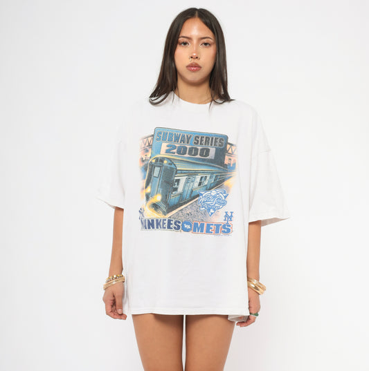 Subway Series 2000 Tee Yankees Mets World Series Baseball Shirt New York Sports MLB Vintage Streetwear Unisex Plus Size Extra Extra Large XXL