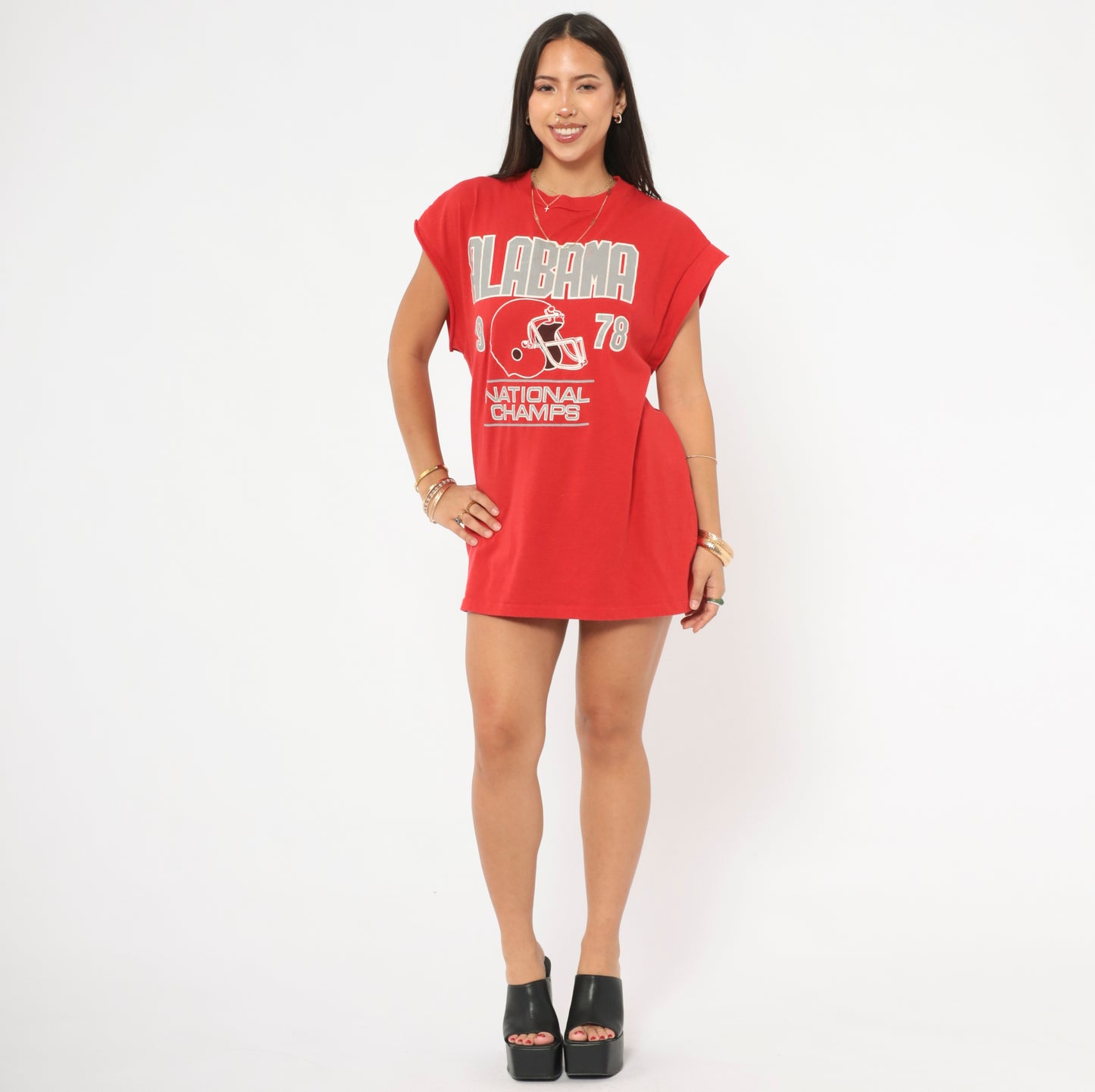 Alabama 1978 Football Tee Red Crimson Tide National Champs Muscle Shirt Cotton Varsity Graphic Sports Fan Plus Size Extra Extra Large XXL