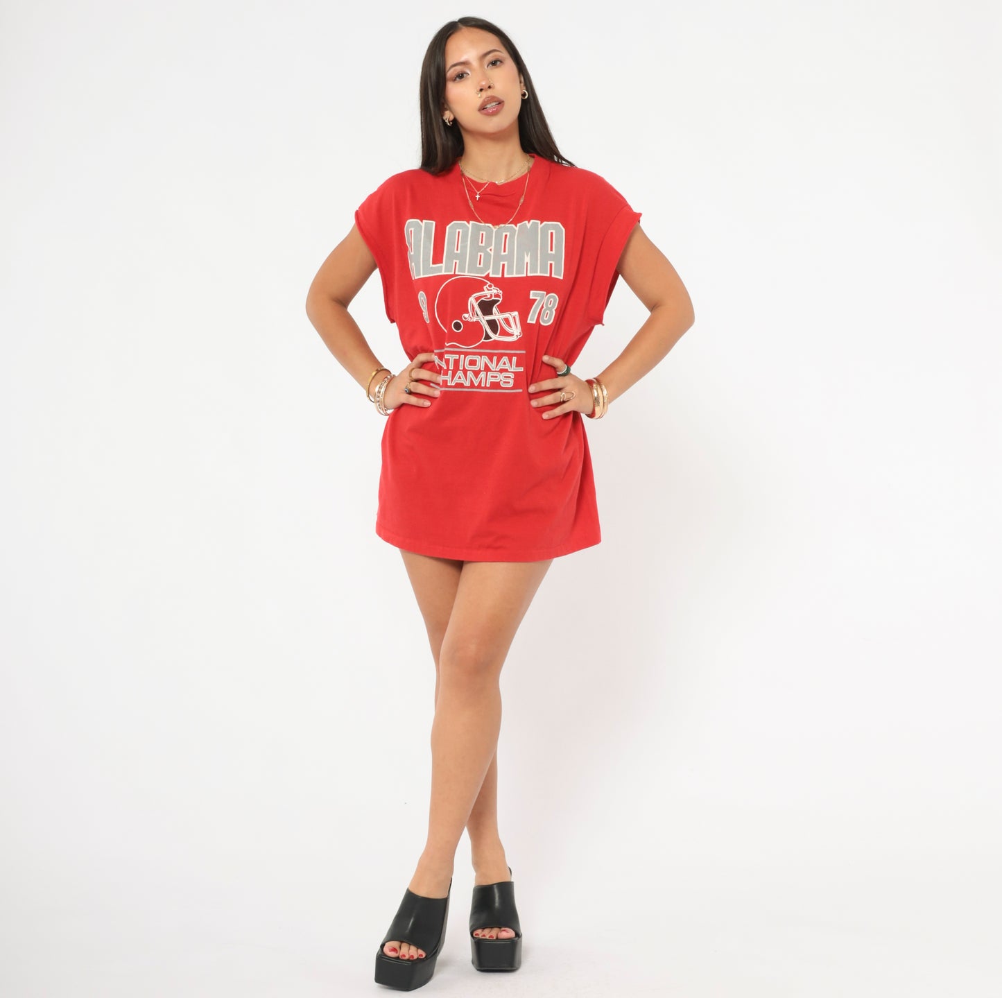 Alabama 1978 Football Tee Red Crimson Tide National Champs Muscle Shirt Cotton Varsity Graphic Sports Fan Plus Size Extra Extra Large XXL
