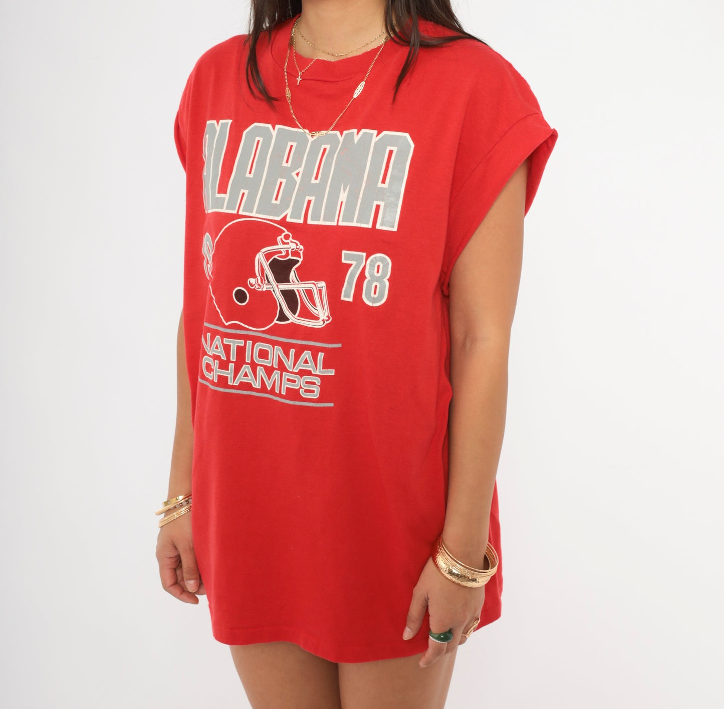 Alabama 1978 Football Tee Red Crimson Tide National Champs Muscle Shirt Cotton Varsity Graphic Sports Fan Plus Size Extra Extra Large XXL