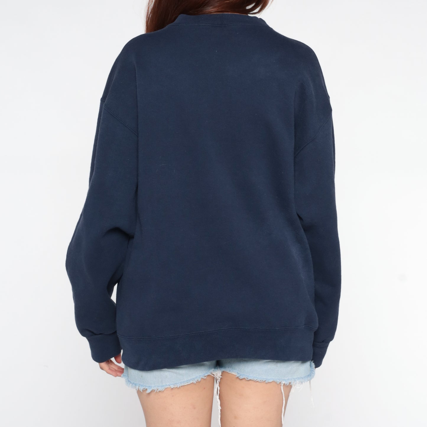 90s Jansport Navy Blue Sweatshirt Cal Poly Mom College University Collegiate Oversized Long Sleeve Graphic Paisley Logo Extra Large XL 16