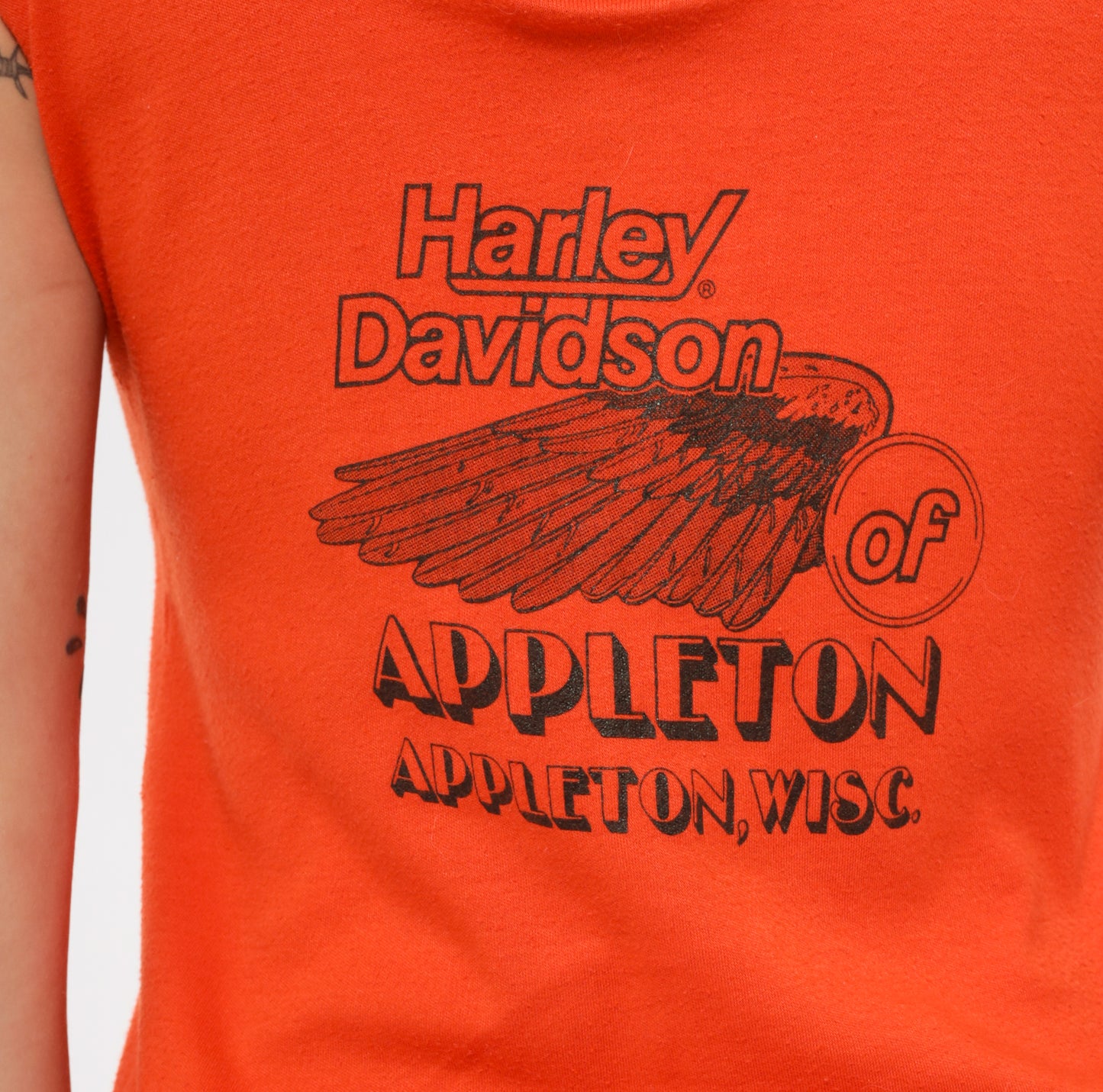 Harley Davidson Racing Tank Orange Sleeveless V Neck Vest Top 2000s Motorcycle Biker Wing Copper Terra Cotta Button Up Summer Shirt Large L