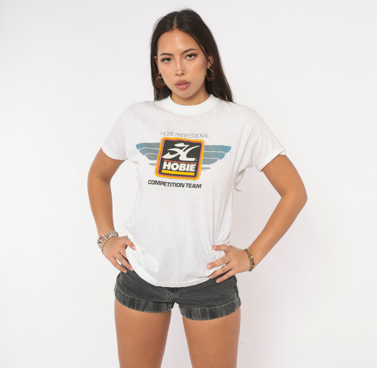 90s Hobie Competition Team Graphic Tee White Cotton Small