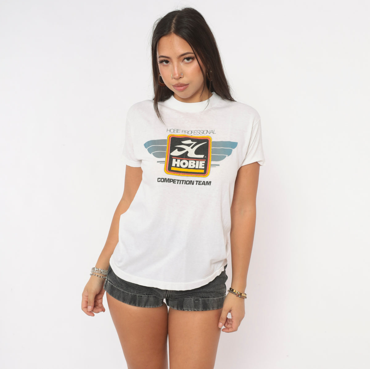 90s Hobie Competition Team Graphic Tee White Cotton Small