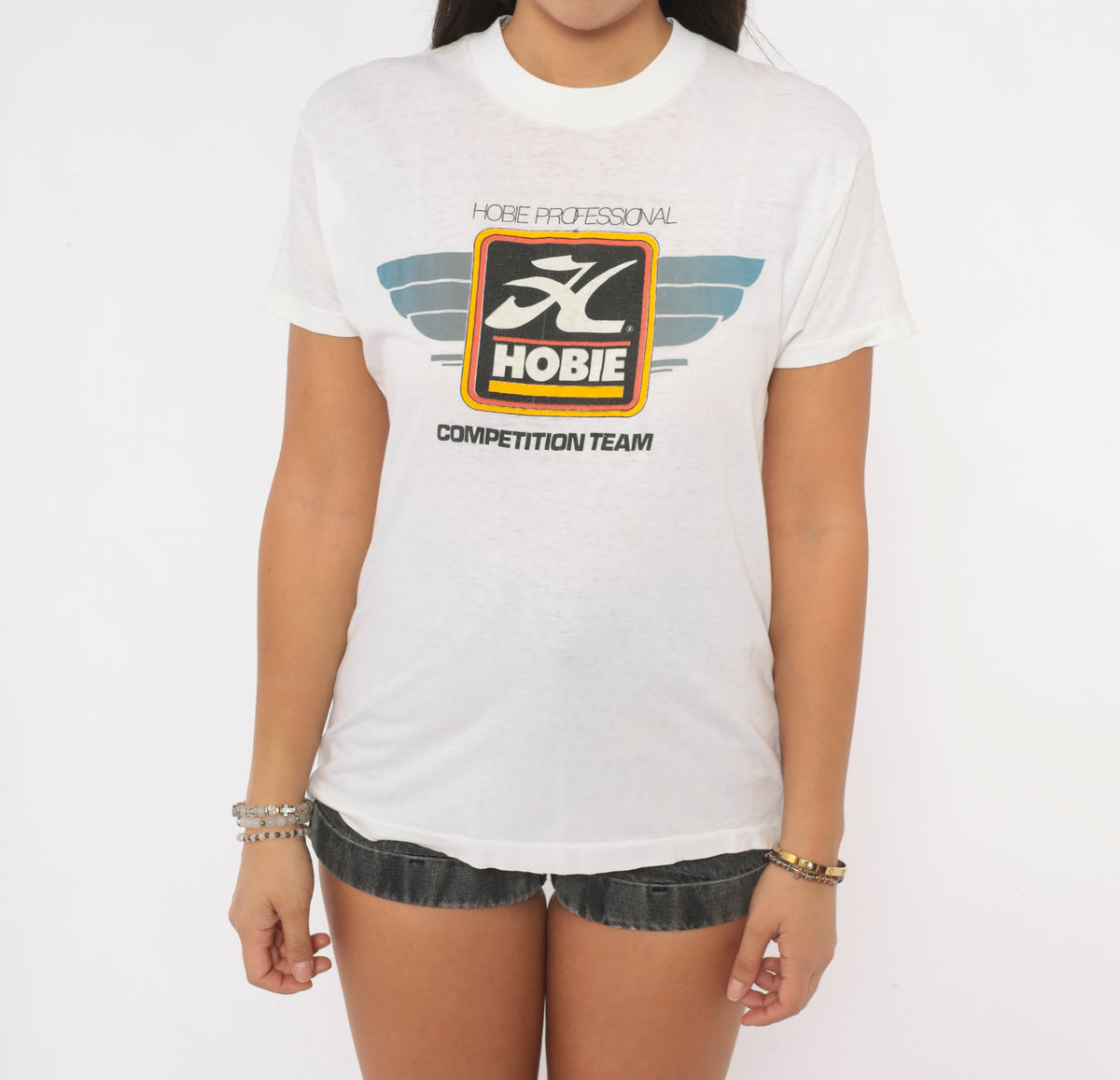 90s Hobie Competition Team Graphic Tee White Cotton Small
