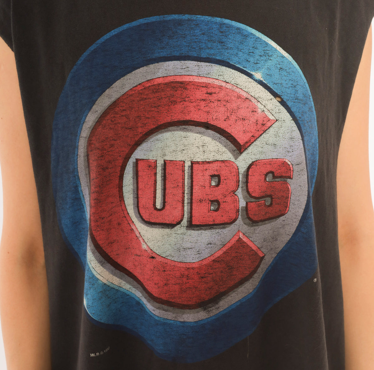 90s Chicago Cubs Muscle Tee MLB Baseball Black Blue Red Cotton Sleeveless Graphic Tank Top Cut Off Sleeve Faded Boxy Fit Salem Sportswear Unisex Grunge Vintage Large L