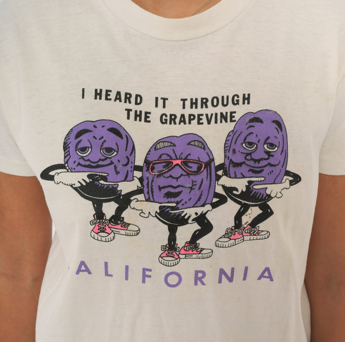 80s Stedman California Grapevine Graphic Tee White Purple Raisin Print Small