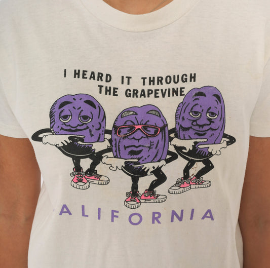 80s Stedman California Grapevine Graphic Tee White Purple Raisin Print Small