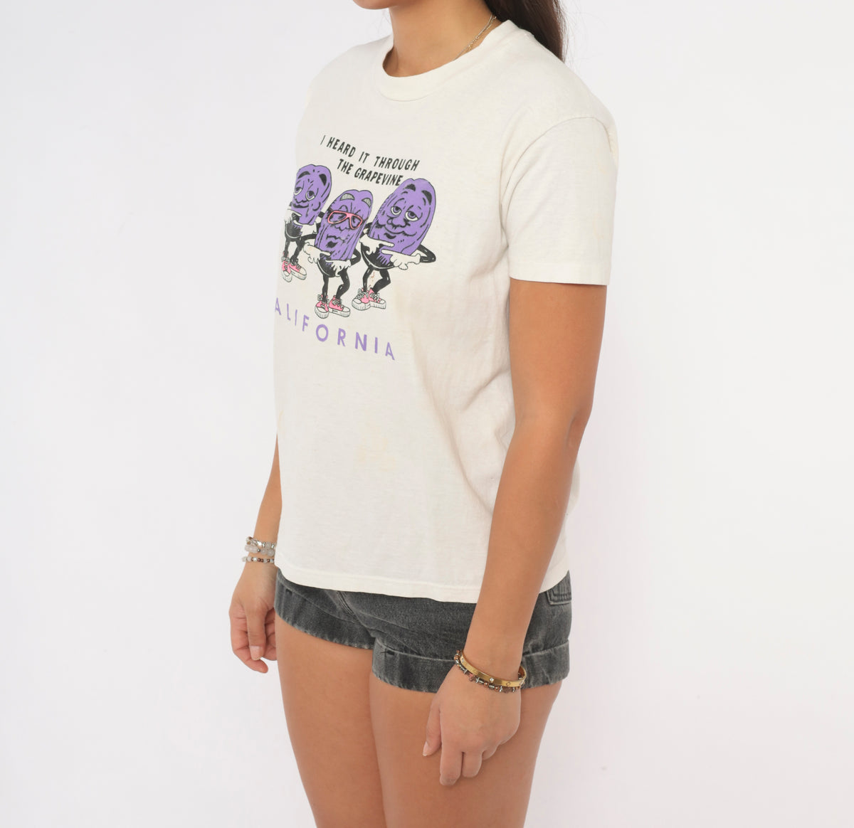 80s Stedman California Grapevine Graphic Tee White Purple Raisin Print Small