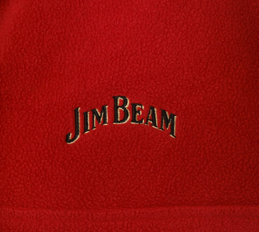 90s Jim Beam Red Fleece Half Zip Pullover Mock Neck Embroidered Logo Large L