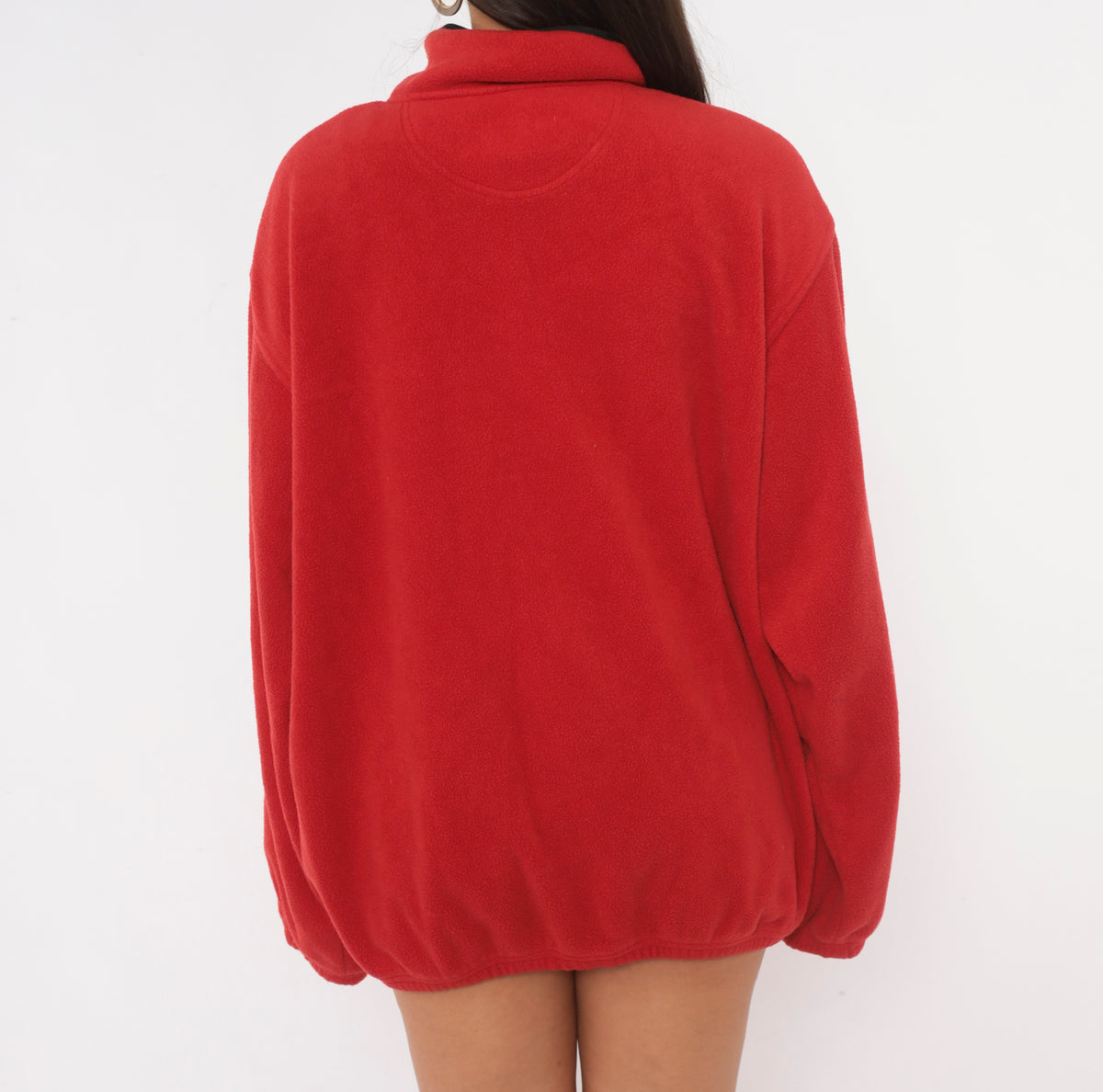 90s Jim Beam Red Fleece Half Zip Pullover Mock Neck Embroidered Logo Large L