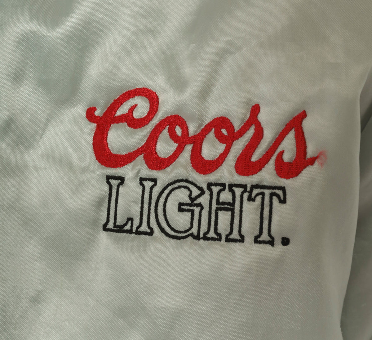 90s Coors Light Bomber Jacket Grey Satin King Louie Embroidered Medium M