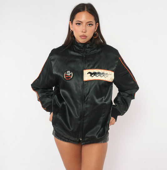 80s Horizon Sportswear Ford Mustang Bomber Jacket Black Indy 500 Pace Car Small