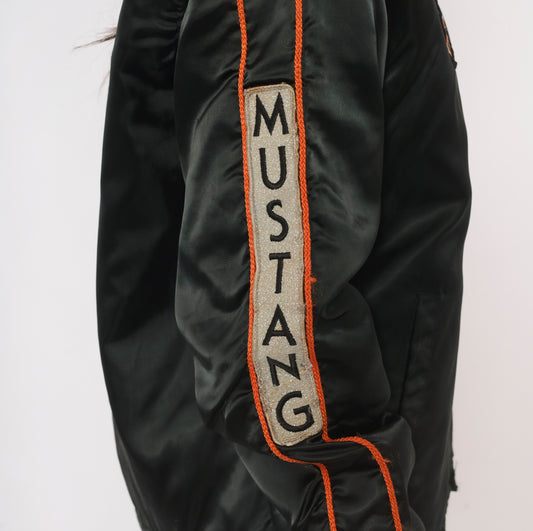 80s Horizon Sportswear Ford Mustang Bomber Jacket Black Indy 500 Pace Car Small